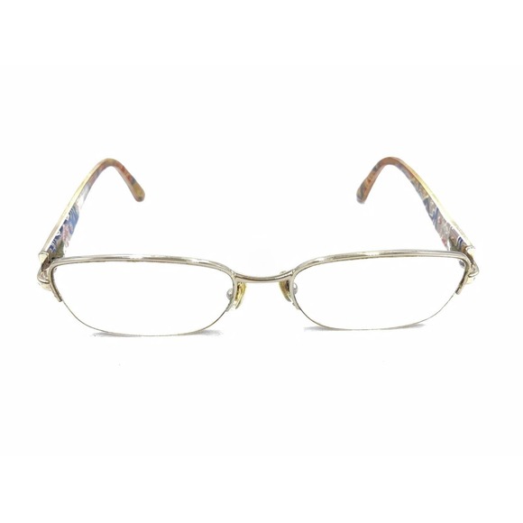 Prada Gold Beige Half Rim Eyeglasses Frames 53-18 135 Italy Designer Women - Picture 2 of 12